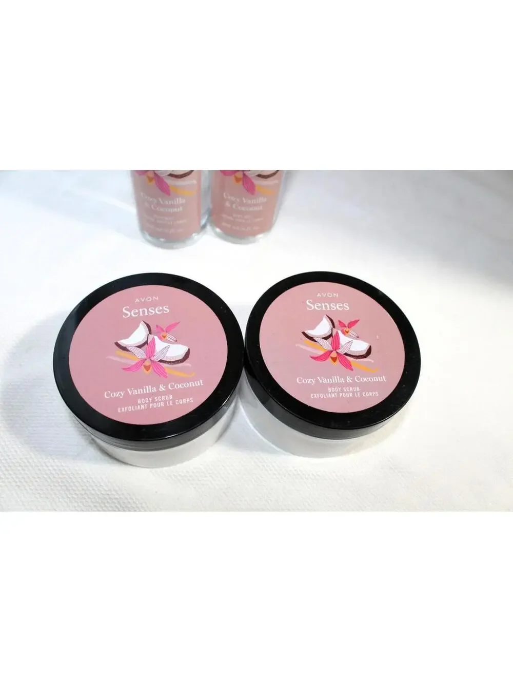 Avon Senses Cozy Vanilla & Coconut Body Care Lot ~ Mist & Scrub